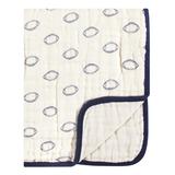 Luvable Friends Boys' Receiving and Stroller Blankets Football - Navy & Ivory Football Muslin Tranquility Blanket