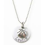 Pebbles Jones Kids Girls' Necklaces Silver - Silvertone Basketball Personalized Necklace