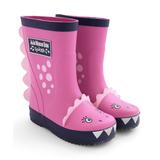 JoJo Maman Bebe Girls' Rain boots Fuchsia - Fuchsia Dinosaur Rain Boots - Girls