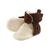 Hudson Baby Boys' Infant Booties and Crib Shoes Brown/Cream - Brown & Cream Fleece Nonskid Bootie - Boys