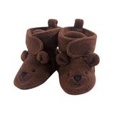 Hudson Baby Boys' Infant Booties and Crib Shoes Brown - Brown Bear Fleece-Lined Scooties - Boys