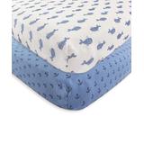 Hudson Baby Boys' Crib Sheets Whale - Blue & White Whale Fitted Crib Sheet - Set of Two