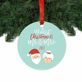 The Holiday Aisle® Our First Christmas Santa & Mrs. Claus Ball Ornament Metal in Blue/White, Size 3.5 H x 3.5 W in | Wayfair