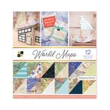 DCWV Scrapbooks - World Maps Gold Foil Double-Sided 36-Piece Craft Paper Set