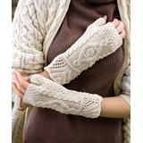 West End Knitwear Women's Arm Warmers Natural - Cream Wool Hand Warmers