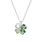 callura Women's Necklaces peridot - Green Crystal & Silvertone Clover Heart Necklace