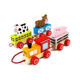 Imagination Generation Toy Trains - Push-n-Pull Busy Barnyard Train Toy Set