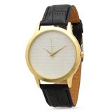 Steel Time Men's Watches yellow - 18k Gold-Plated 'Our Father' Prayer Leather-Strap Watch