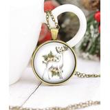 Designs by KaraMarie Women's Necklaces BRONZE - Bronze & White Reindeer Necklace
