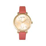 Sophie And Freda Key West Leather-Band Watch w/Swarovski Crystals Gold/Dark Pink One Size SAFSF4304