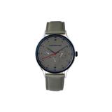 Morphic M65 Series Leather-Band Watch w/Day/Date Grey MPH6505
