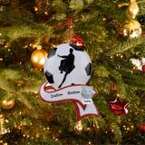 The Holiday Aisle® Soccer Man Hanging Figurine Ornament Plastic in Black/Red, Size 3.0 H x 4.0 W x 0.5 D in | Wayfair