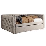 Darby Home Co Zael Daybed w/ Trundle Upholstered/Polyester in White, Size 35.25 H x 58.0 W x 88.25 D in | Wayfair 6CAA1D0AB369489CBE82FDFE2E7443B5