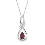 "10k White Gold Garnet & Diamond Accent Drop Pendant Necklace, Women's, Size: 18"", Red"
