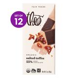 Theo Chocolate - 3-Oz. Salted Toffee 55% Dark Chocolate Bar - Set of 12
