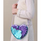 Whitney Elizabeth Girls' Handbags aqua - Aqua & Lavender Reversible Sequin Heart Crossbody Bag