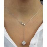 Golden Moon Women's Necklaces Silver - Crystal & Sterling Silver Infinity Pendant Necklace