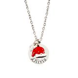 Pebbles Jones Kids Girls' Necklaces Silver - Stainless Steel & Red Santa Hat Personalized Pendant Necklace
