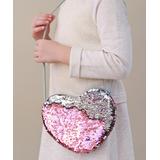 Whitney Elizabeth Girls' Handbags pink - Pink & Silver Reversible Sequin Heart Crossbody Bag