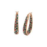 Yeidid International Women's Earrings 7.75 - Rainbow Crystal & 18k Rose Gold-Plated Hoop Earrings