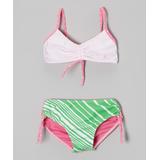 Azul Swimwear Girls' Bikini Bottoms Green/Pink - Pink & Green Bandeau Bikini - Toddler & Girls