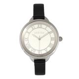 Bertha Women's Watches Silver/Black - Silvertone & Black Madison Leather-Strap Watch