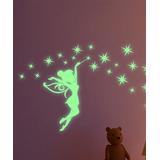 Ambiance Sticker Decals Green - Flying Fairy & Stars Glow-in-the-Dark Wall Decal Set