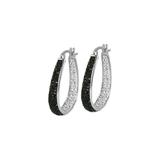 Yeidid International Women's Earrings - Black Crystal & Silvertone Hoop Earrings