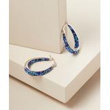 Yeidid International Women's Earrings - Blue & Aqua Crystal Oval Hoop Earrings