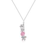 Chanteur Designs Girls' Necklaces Multi - Pink Crystal & Silvertone Butterfly & Rose Pendant Necklace