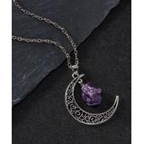 ZAD Women's Necklaces Silvertone - Amethyst & Silvertone Antiqued Raw Pendant Necklace