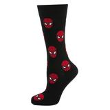 Marvel Men's Socks Black - Spider-Man Black Crew Socks