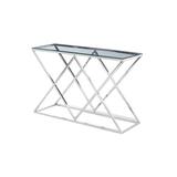 Wrought Studio™ Tifany 47.5" Console Table Glass/Metal in Gray, Size 30.5 H x 47.5 W x 16.0 D in | Wayfair CD520A09F0224F31803A0E1542899D39