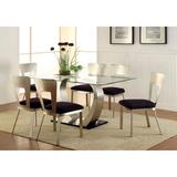 Wade Logan® Mcshane 7 Piece Dining Set Wood/Glass/Metal/Upholstered Chairs in Brown/Gray, Size 30.0 H in | Wayfair 3FCDF21658C5432C8E1952B72039AFF7