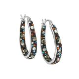 Yeidid International Women's Earrings - Black Crystal & Stainless Steel Hoop Earrings