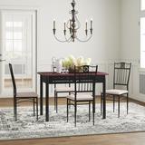 Alcott Hill® Aggeliki 4 - Person Dining Set Wood/Metal/Upholstered Chairs in Black/Brown/Indigo, Size 30.0 H in | Wayfair