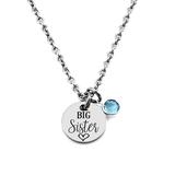 Pebbles Jones Kids Girls' Necklaces Silver - Stainless Steel 'Big Sister' Pendant Necklace with Crystals