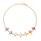 Wellness,'22k Gold Plated Multi-Gemstone Chakra Link Bracelet'