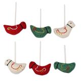 Christmas Pigeons,'Assorted Color Wool Felt Pigeon Ornaments (Set of 6)'