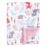 Hudson Baby Girls' Receiving and Stroller Blankets Girl - 30'' x 40'' White & Pink Woodland Creature Minky Stroller Blanket