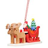 Christian Ulbricht Ornaments - Santa & Reindeer Sleigh Wood Ornament