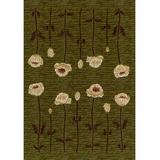 Brown/Green Area Rug - Winston Porter Rische Floral Tufted Green Area Rug Nylon in Brown/Green, Size 64.0 W x 0.38 D in | Wayfair