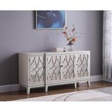 Everly Quinn Knobel 66" Pine Solid Wood Sideboard Wood in Brown/Green/White, Size 34.0 H x 66.0 W x 19.0 D in | Wayfair