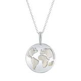 "Sterling Silver Mother-of-Pearl Globe Pendant Necklace, Women's, Size: 16"", White"