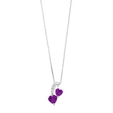"Sterling Silver Gemstone & Diamond Accent Double Heart Pendant Necklace, Women's, Size: 18"", Purple"