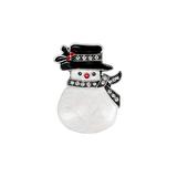 Ella & Elly Women's Brooches and Pins White - White & Black Top Hat Snowman Brooch