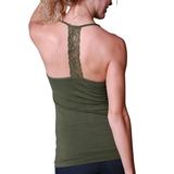 Coobie Women's Camisoles Army - Army Green Lace-Accent T-Strap Camisole - Women