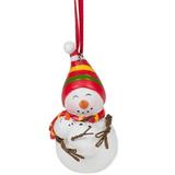The Holiday Aisle® Snowman Hanging Figurine Ornament Ceramic/Porcelain in Red/White, Size 3.5 H x 2.0 W x 1.0 D in | Wayfair