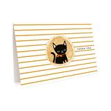 Night Owl Paper Goods Greeting Cards - Black Cat Folded Thank You Card - Set of Six