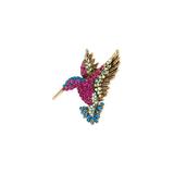 Ella & Elly Women's Brooches and Pins Pink - Pink & Goldtone Hummingbird Brooch